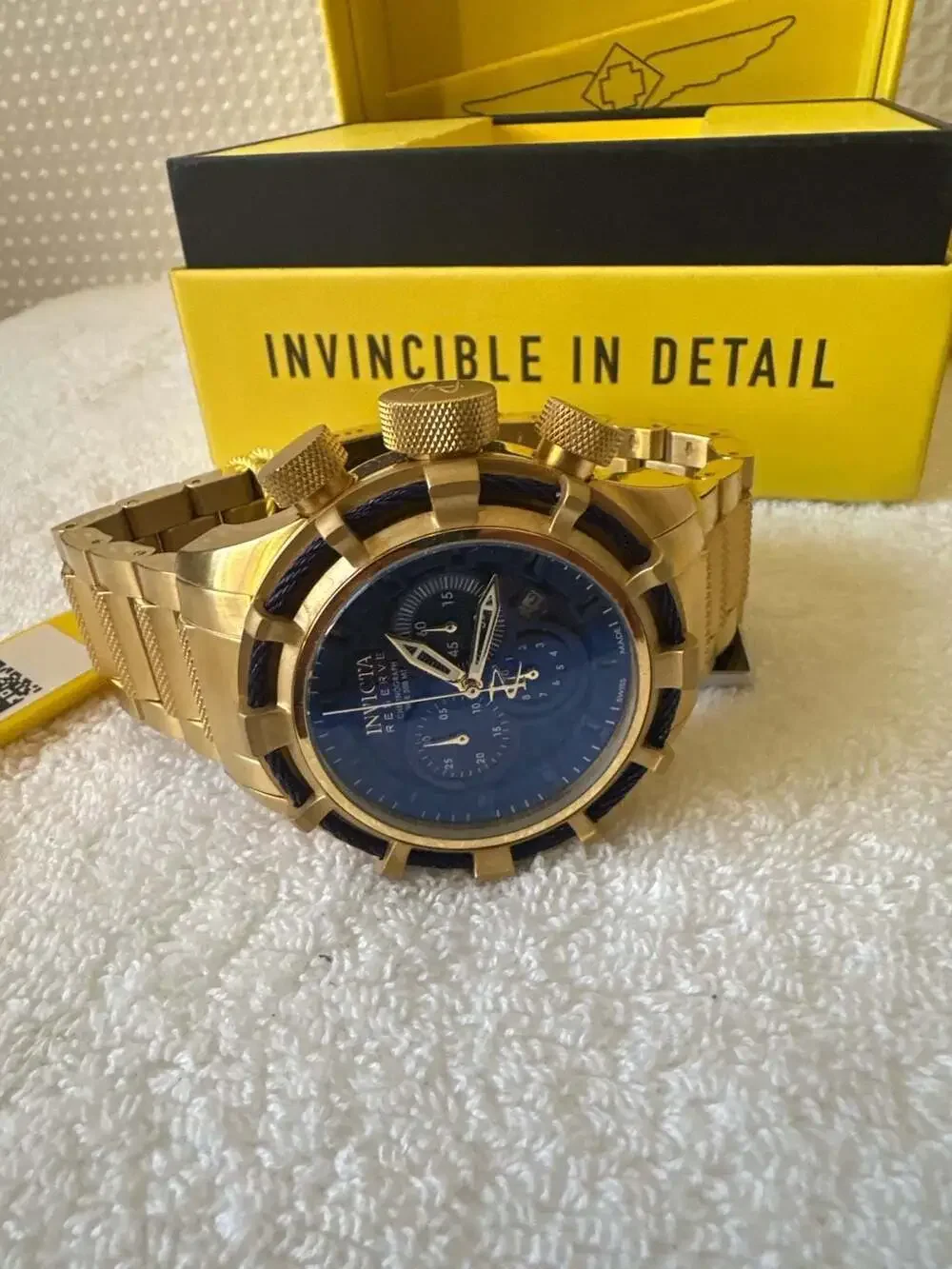 Invicta Reserve Bolt Sport Chronograph Gold-Tone Blue Dial Men's Watch 19521